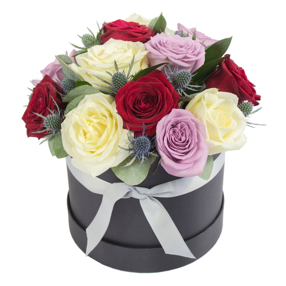 I Love You Too Hatbox Rose Arrangement