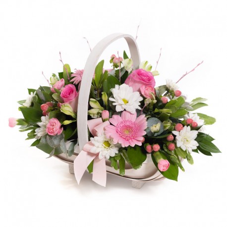 Baby Girl Pink Flower Basket