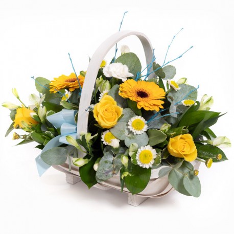 Blue Baby Boy Flower Basket