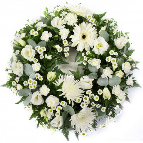 Classic Funeral Wreath in White -SYM-321