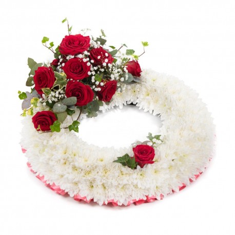Red Rose Funeral Wreath SYM-314