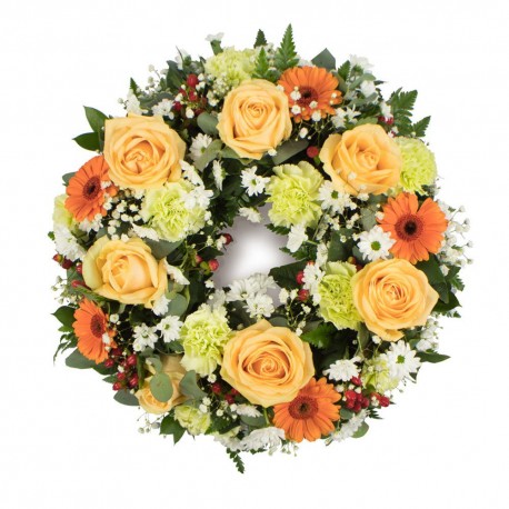 Peach & Orange Funeral Wreath SYM-315